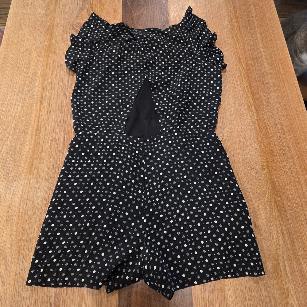 Madewell Silk Petal Play Romper Black Polka Dot Size XXS - Picture 8 of 9